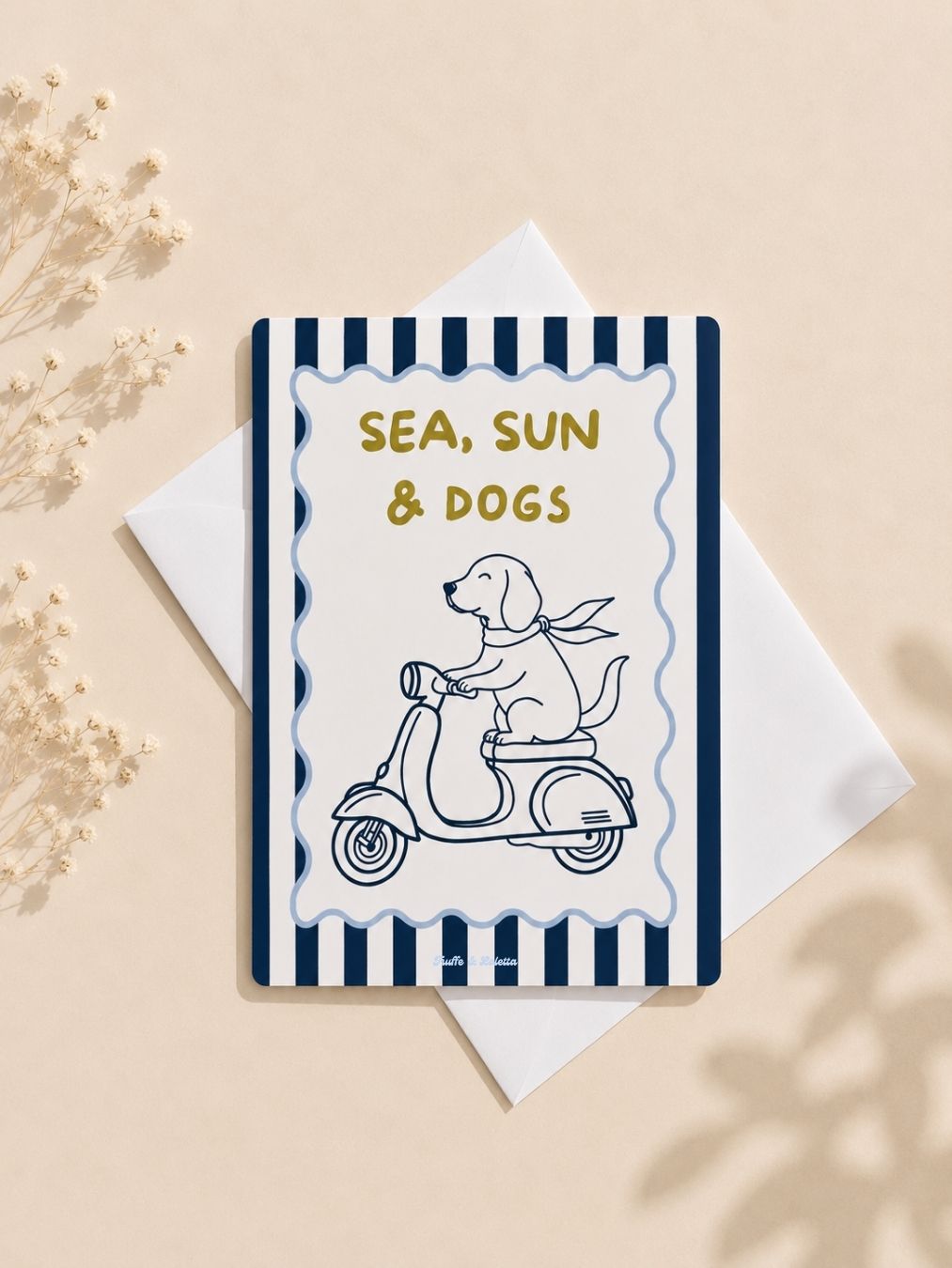 Sea, Sun & Dogs – Carte scintillante à collectionner